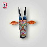 KB ART Handpainted Cow Head Wall Hanging | 11-Inch Gray Pattachitra Bull/Nandi Mask | Indian Folk Art Home Decor | Handmade Jodhpur